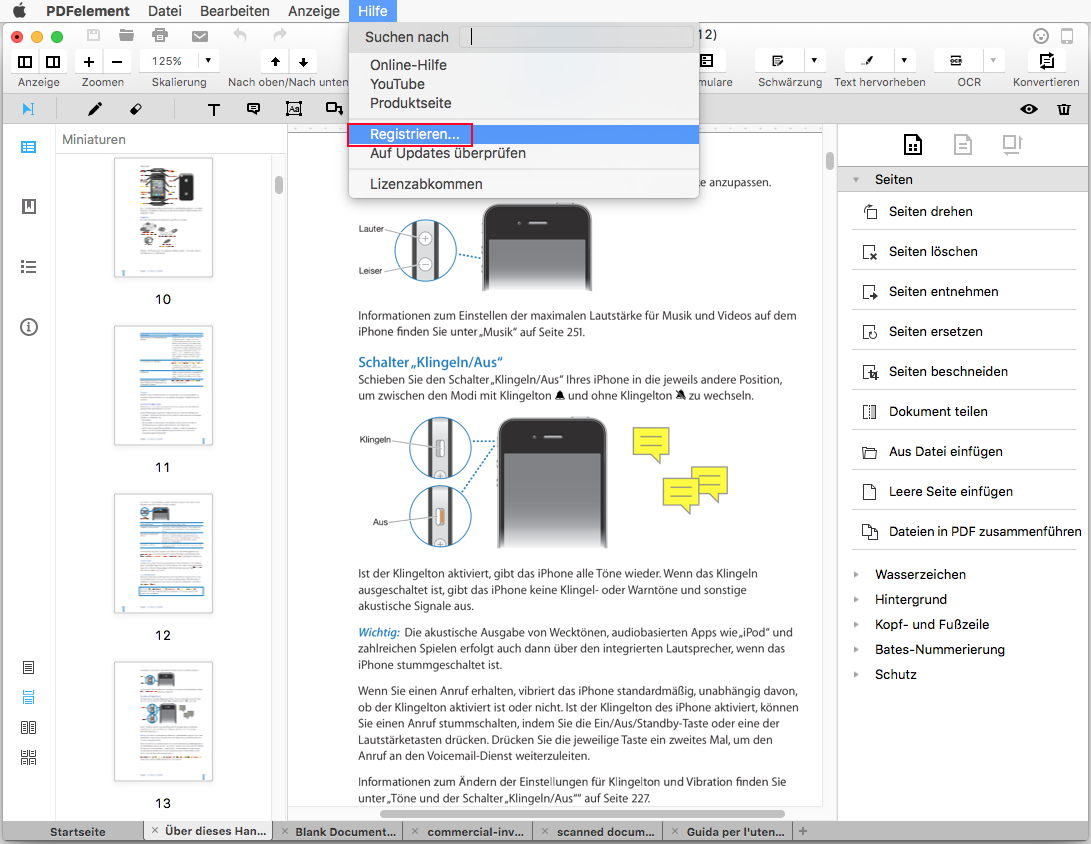 PDFelement für mac registrieren