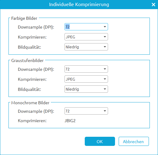 benutzerdefinierte Kompression