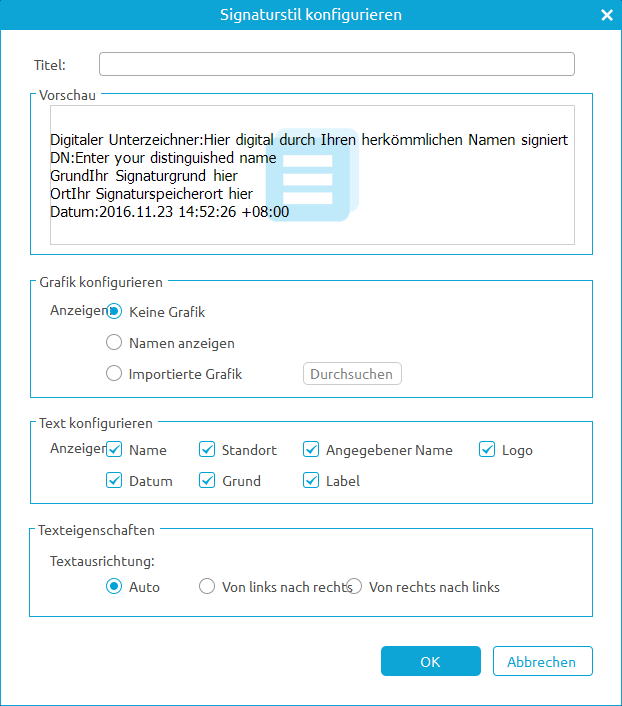 Unterschrift Aussehen