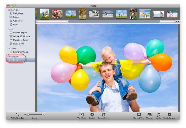 iPhoto Slideshow erstellen und iPhoto Slideshow auf Apple TV abspielen