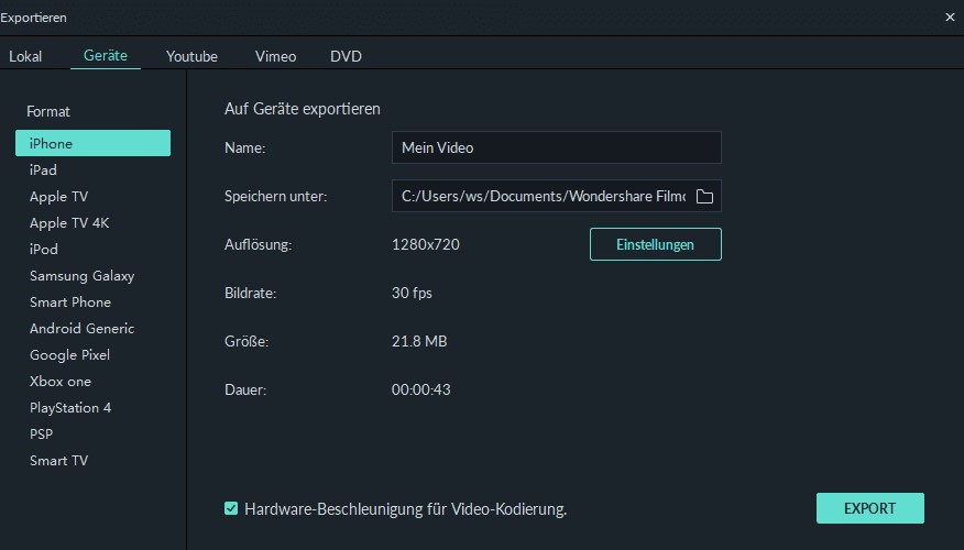 video exportieren