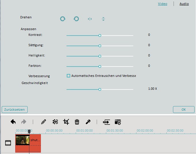 Video anpassen mit dem Videobearbeitungsprogramm für Windows 8