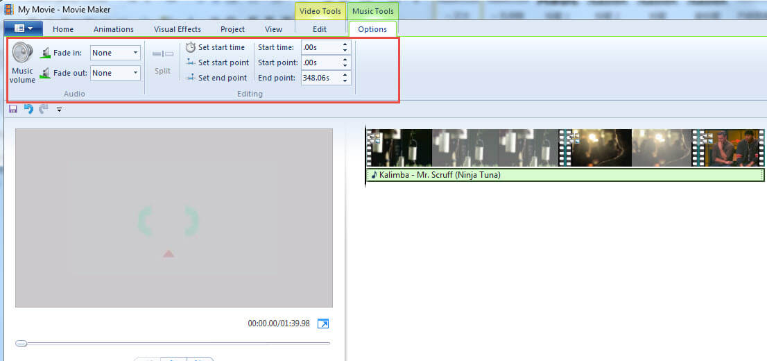 Edit Music in Windows Movie Maker 