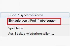 Einkäufe von XX übertragen