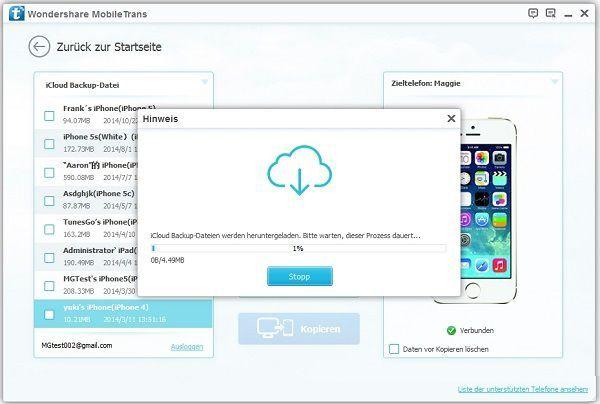 backup iCloud Contacts to Android