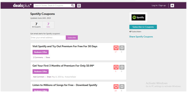 Spotify coupon discount