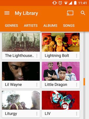 musik vom google music player app auf android