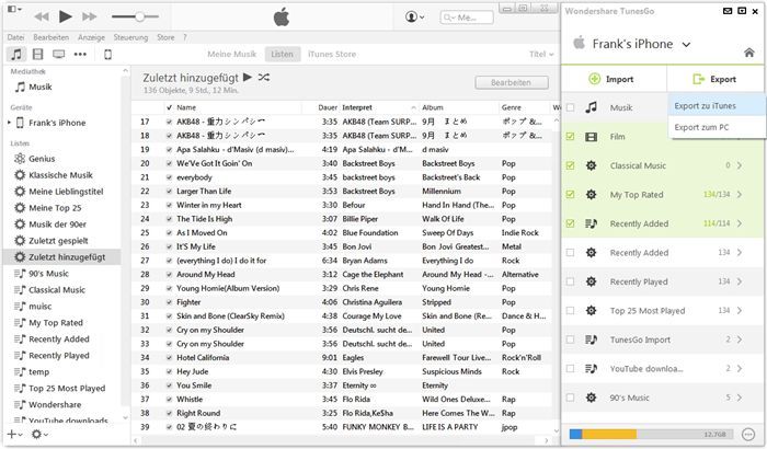 musik von android auf itunes